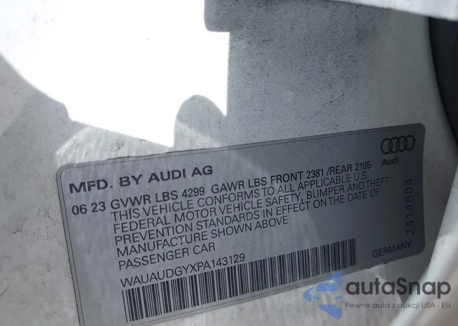 WAUAUDGYXPA143129: 42838905