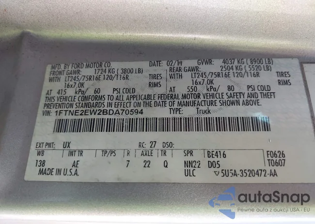 1FTNE2EW2BDA70594: 42838984