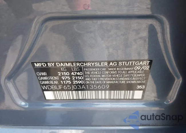 WDBUF65J03A135609: 42839261