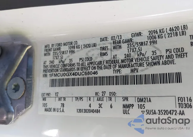 1FMCU0GX4DUC68046: 42839369