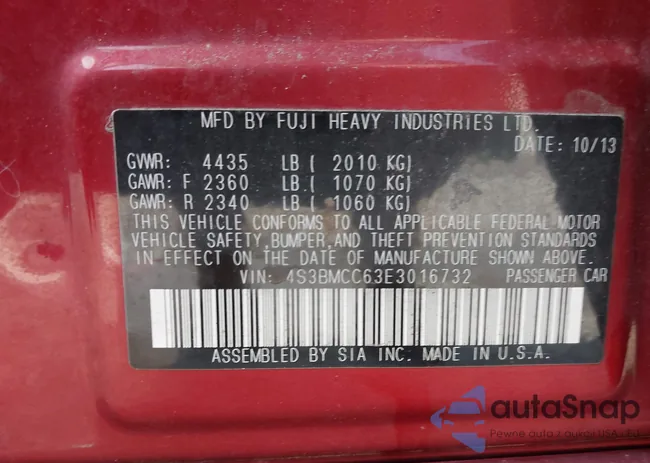 4S3BMCC63E3016732: 42839979