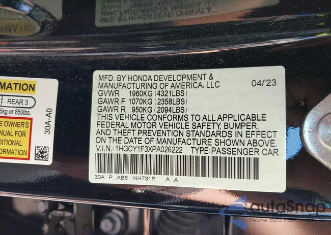 1HGCY1F3XPA026222: 42840136