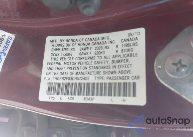 2HGFB2F83CH572405: 42840255