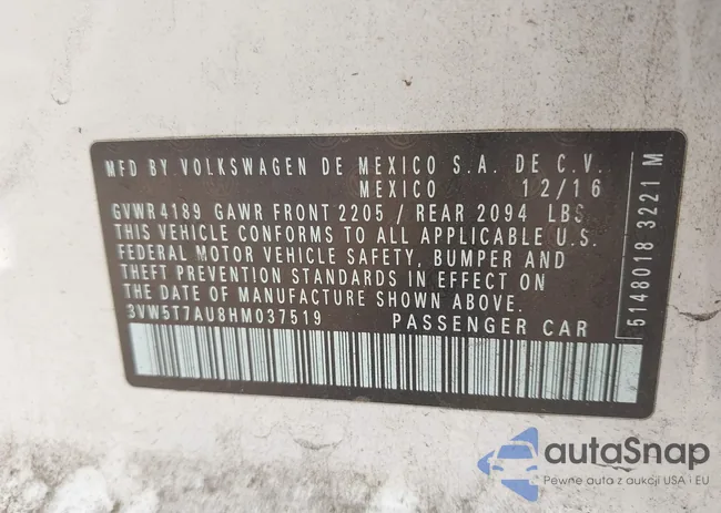 3VW5T7AU8HM037519: 42840286