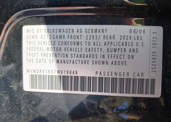 WVWDR91K67W019848: 42840397