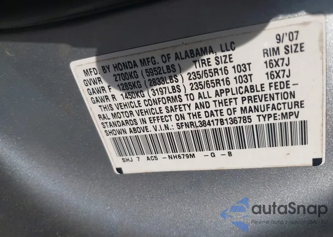 5FNRL38417B136785: 42839529