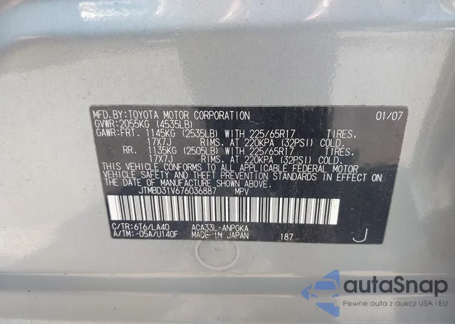 JTMBD31V676036887: 42839677