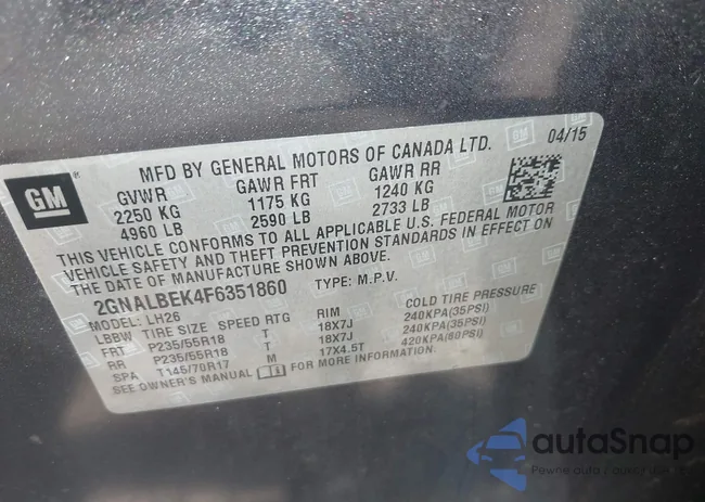 2GNALBEK4F6351860: 42839840