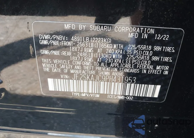 JF2SKAJC9PH431953: 42840943