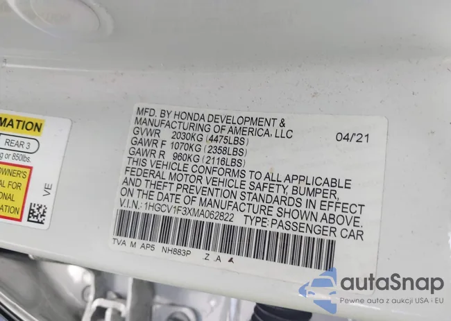 1HGCV1F3XMA062822: 42841928