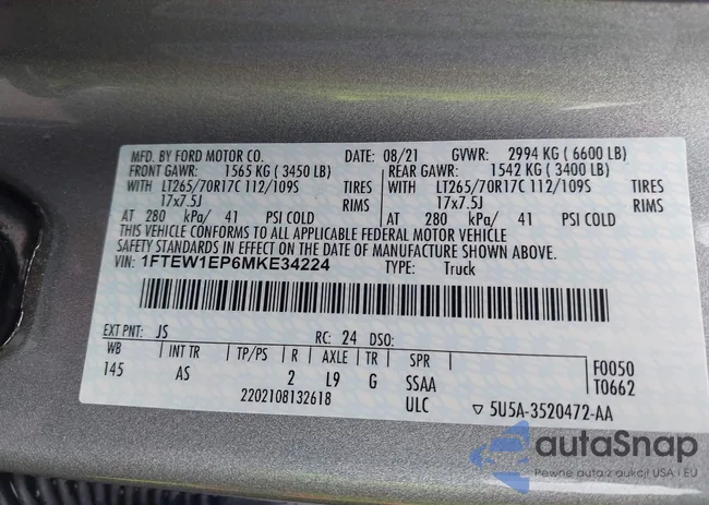 1FTEW1EP6MKE34224: 42842065