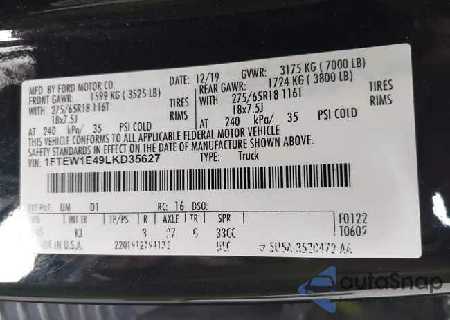 1FTEW1E49LKD35627: 42842172