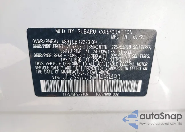 JF2SKARC6MH498493: 42841453