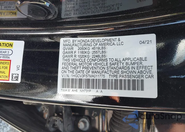 1HGCV3F57MA011775: 42841533