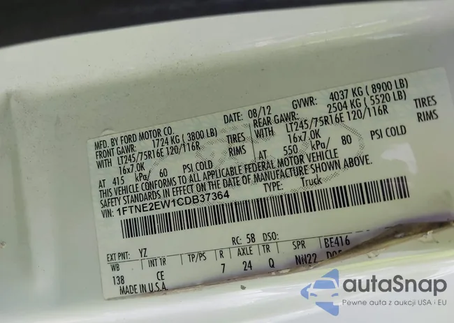 1FTNE2EW1CDB37364: 42842882