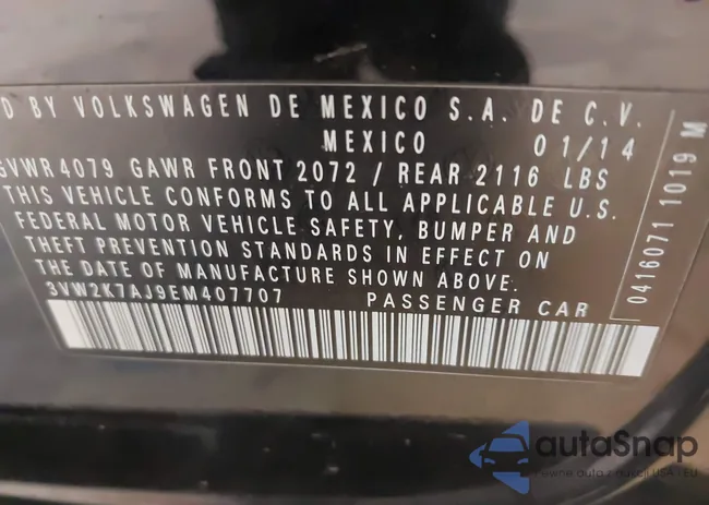 3VW2K7AJ9EM407707: 42843271