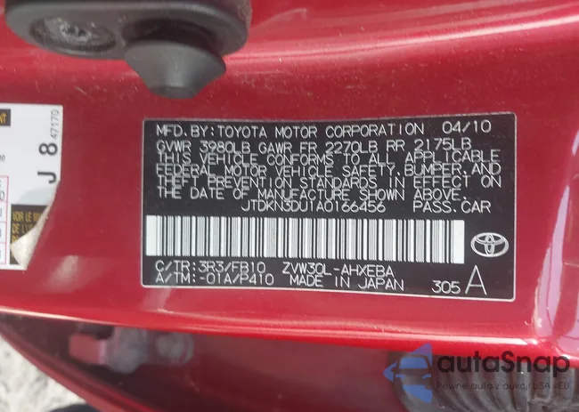 JTDKN3DU1A0166456: 42842803