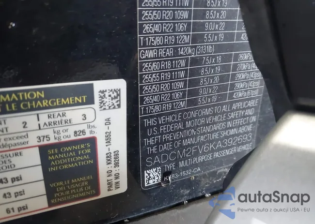 SADCM2FV6KA392693: 42842834