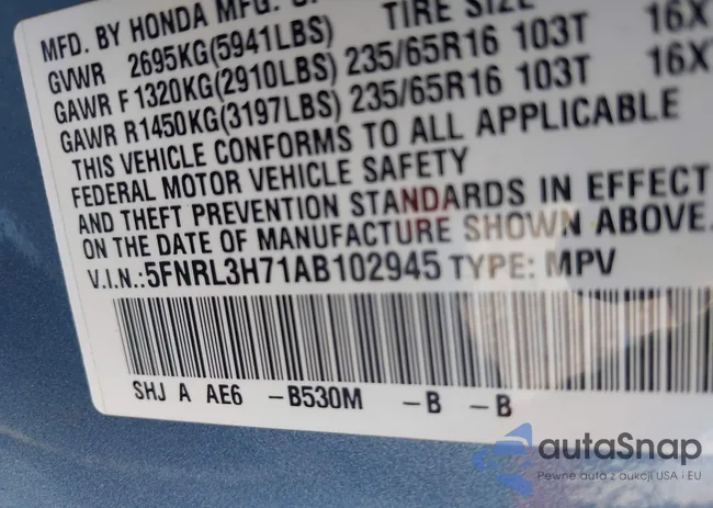 5FNRL3H71AB102945: 42844245