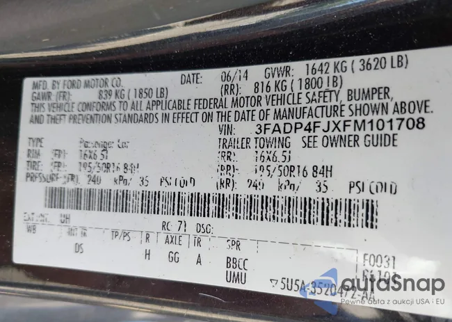 3FADP4FJXFM101708: 42843506