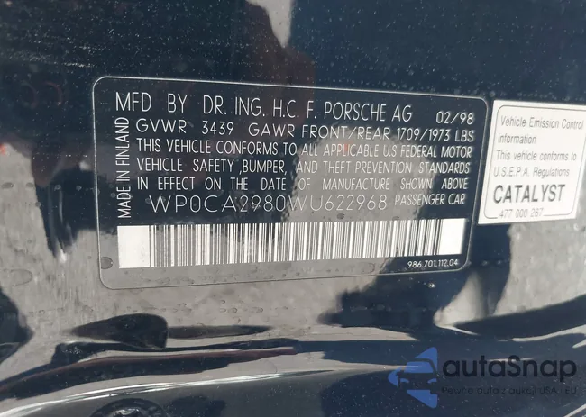 WP0CA2980WU622968: 42843553