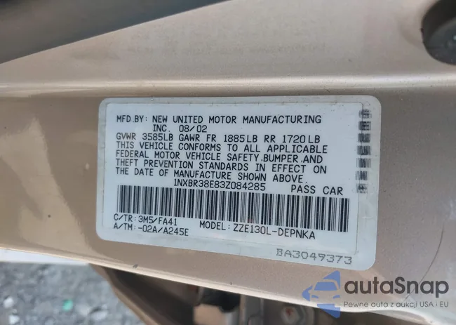 1NXBR38E83Z084285: 42843662