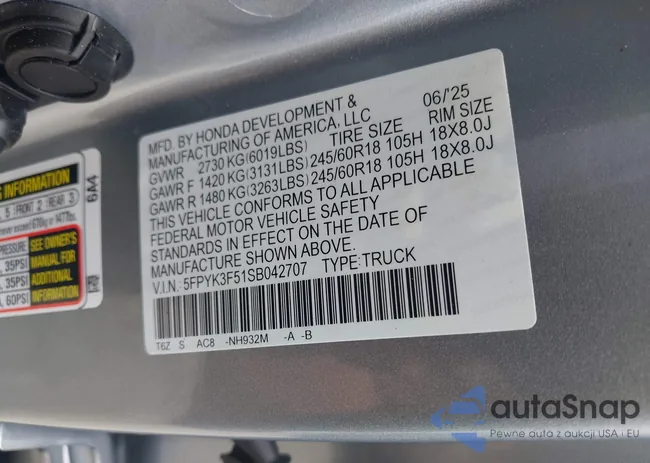 5FPYK3F51SB042707: 42844944