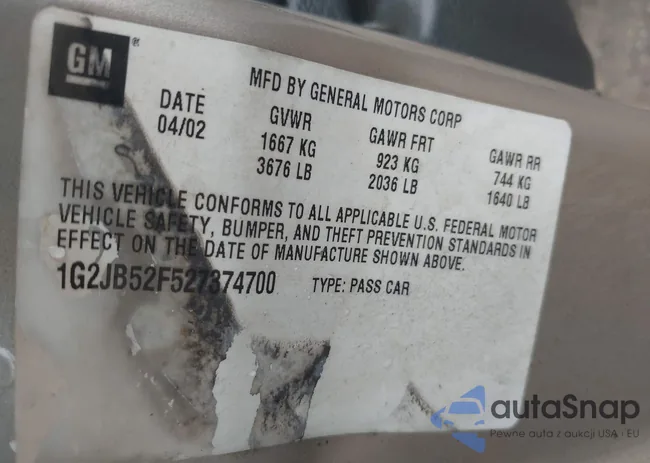 1G2JB52F527374700: 42844988