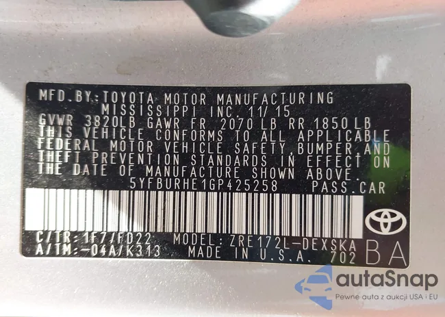 5YFBURHE1GP425258: 42845029