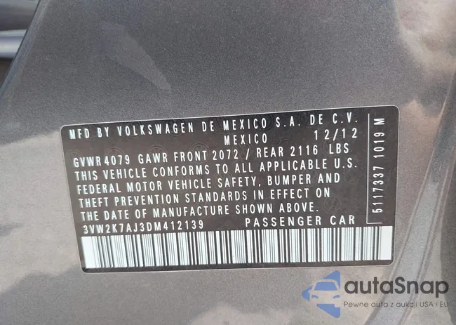 3VW2K7AJ3DM412139: 42845358