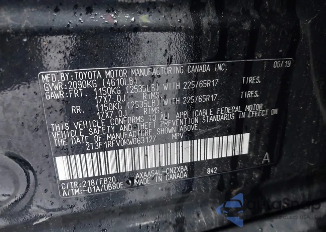 2T3F1RFV0KW063127: 42845381