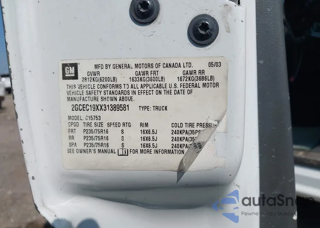 2GCEC19XX31389581: 42844751