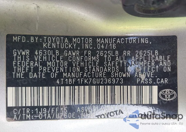 4T1BF1FK7GU236973: 42845984