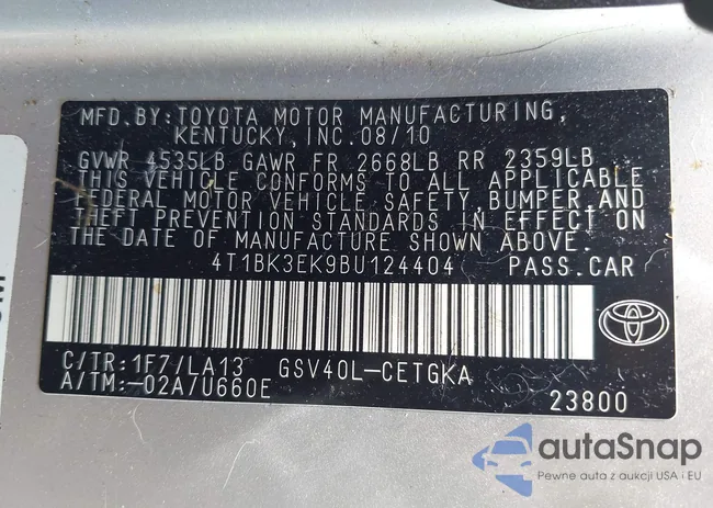 4T1BK3EK9BU124404: 42846109