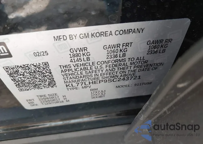 KL77LHEP9SC243721: 42846122