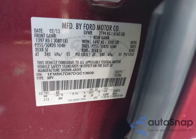 1FM5K7D87DGC13609: 42845694