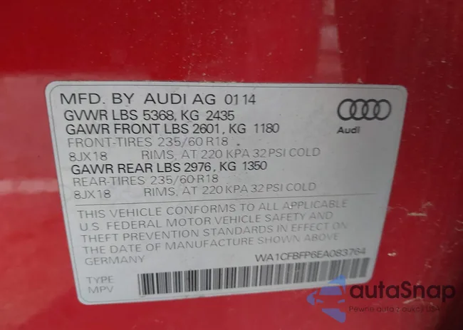 WA1CFBFP6EA083764: 42845713