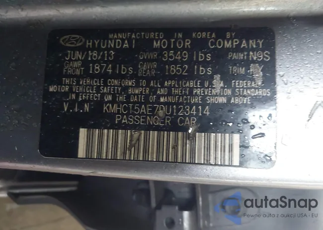 KMHCT5AE7DU123414: 42845789