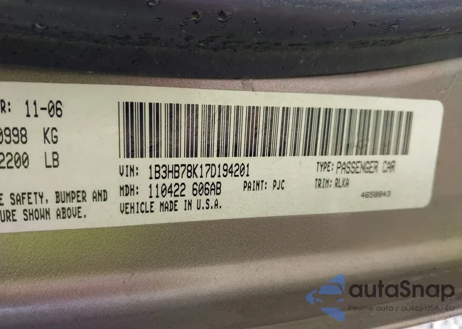 1B3HB78K17D194201: 42846831