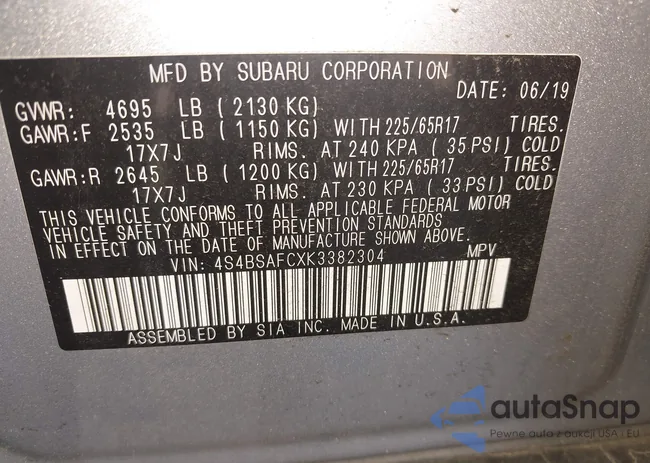 4S4BSAFCXK3382304: 42846992