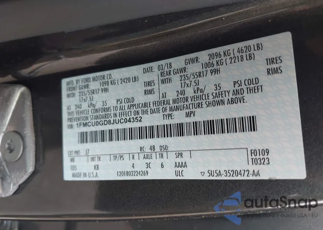 1FMCU0GD8JUC04352: 42846439