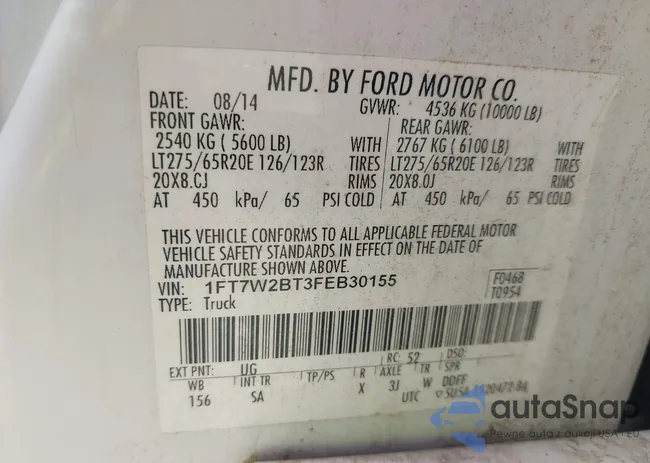 1FT7W2BT3FEB30155: 42846560