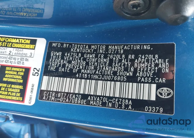 4T1B11HK3JU076805: 42846613