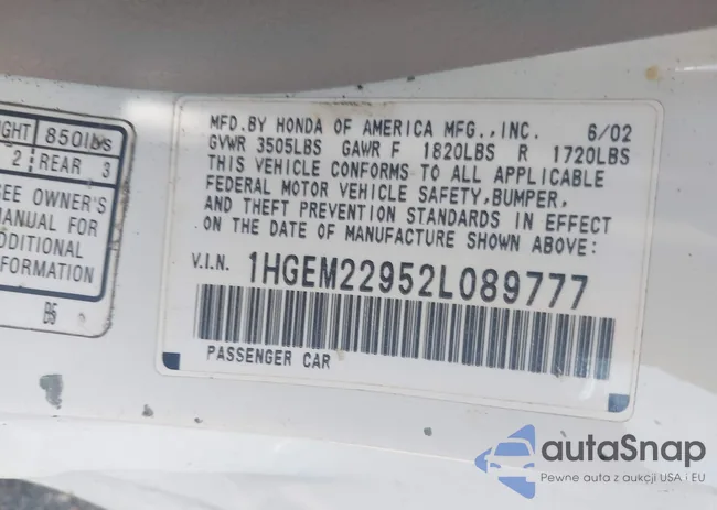 1HGEM22952L089777: 42848048