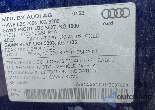 WA1AAAGE1NB037654: 42848054