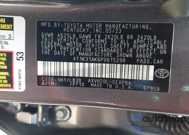 4T1K31AK6PU615298: 42848217