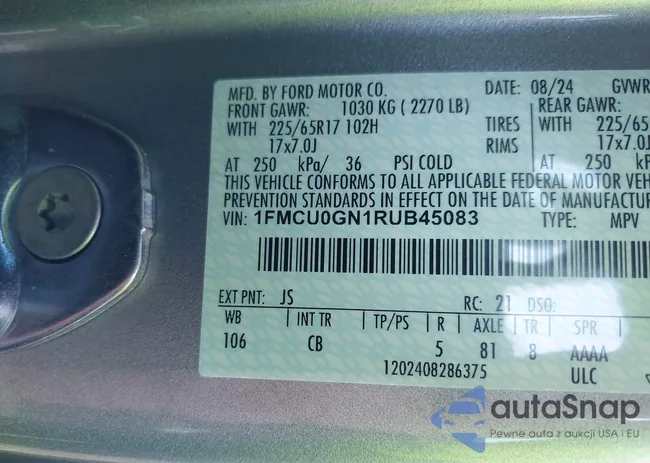 1FMCU0GN1RUB45083: 42848254