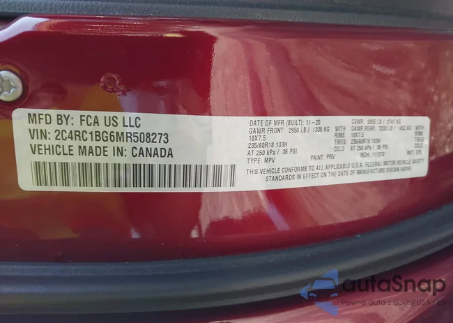 2C4RC1BG6MR508273: 42847450