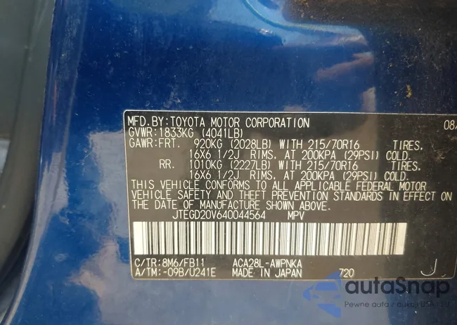 JTEGD20V640044564: 42847619