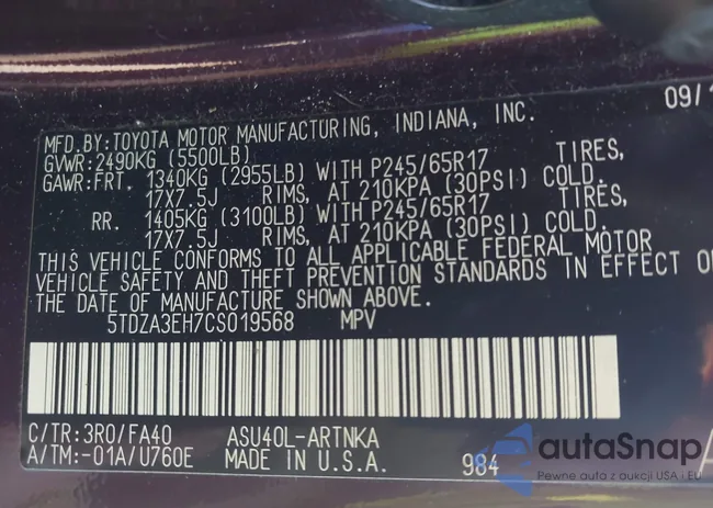 5TDZA3EH7CS019568: 42847672